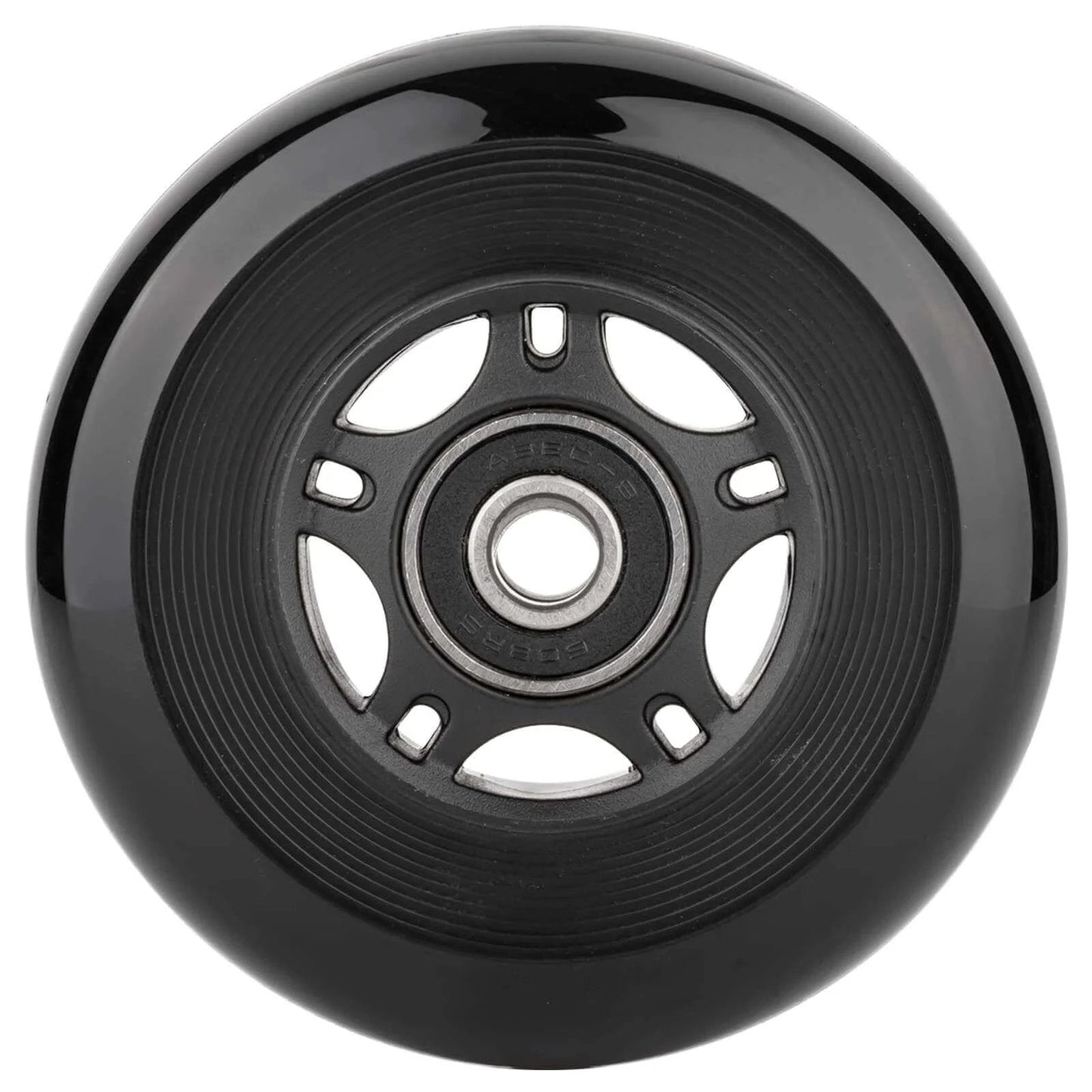 Close-up of black Inline Skate Wheels Outdoor & Indoor Blade Roller Skate Wheels 85a Roller Hockey Wheels w/Bearings ABEC-9