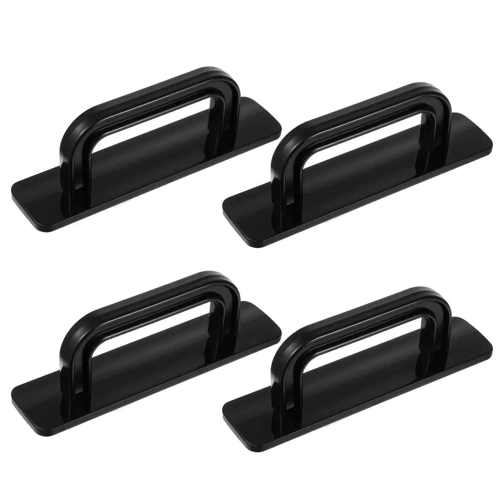 Four Pack Adhesive Cabinet Handles Self Stick Drawer Pulls No Drill Black 4 Inch Stick On Handles for Cabinets Glass Shower Doors