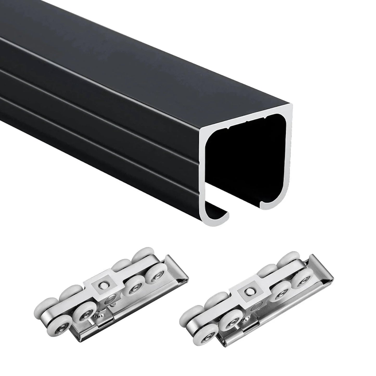 Bifold Closet Door Hardware Kit 60 70 72 80 90 100 in Track, Hidden Track Barn Door Set with Rollers, aluminum track and rollers