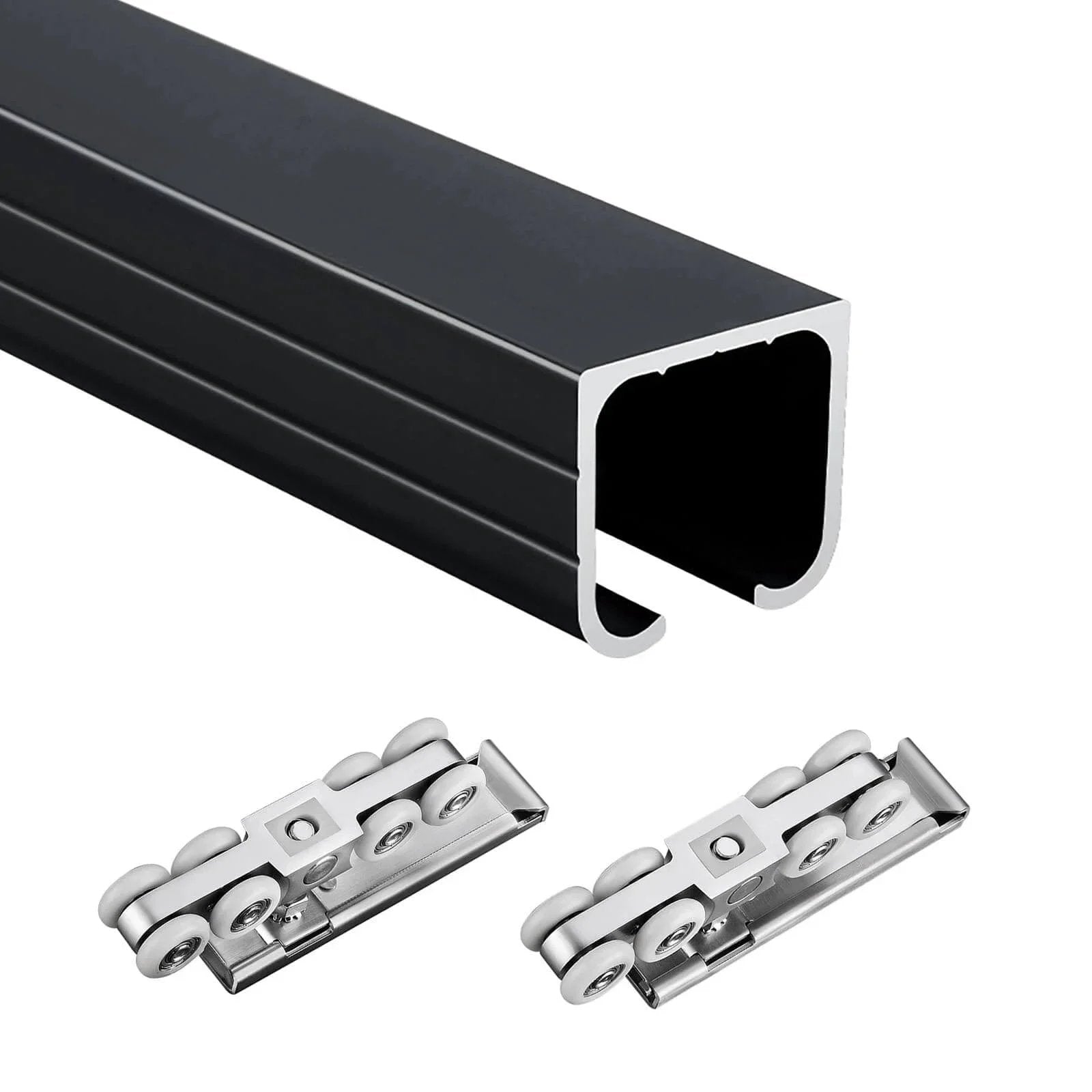 Bifold Closet Door Hardware Kit 60 70 72 80 90 100 in Track, Hidden Track Barn Door Set with Rollers, aluminum track and rollers