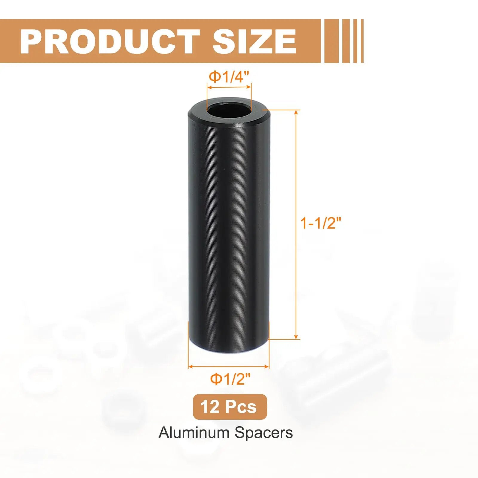 12 Pack Aluminum Spacers For Quarter Inch Screws Durable Aluminum Build One Quarter Inch Inner Diameter One Half Inch Outer Diameter One And A Half Inches Long Unthreaded Standoff Bushings Black Finish