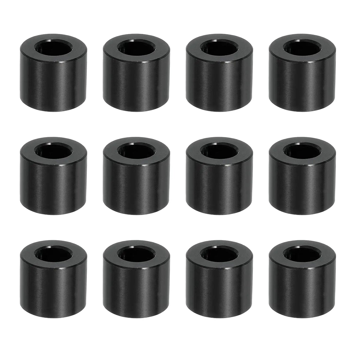 12 Pcs Aluminum Spacers Set 3/8 In ID X 3/4 In OD X 5/8 In Length Unthreaded Standoff Bushings Black For 3/8 In Bolts DIY Electronics RC Projects