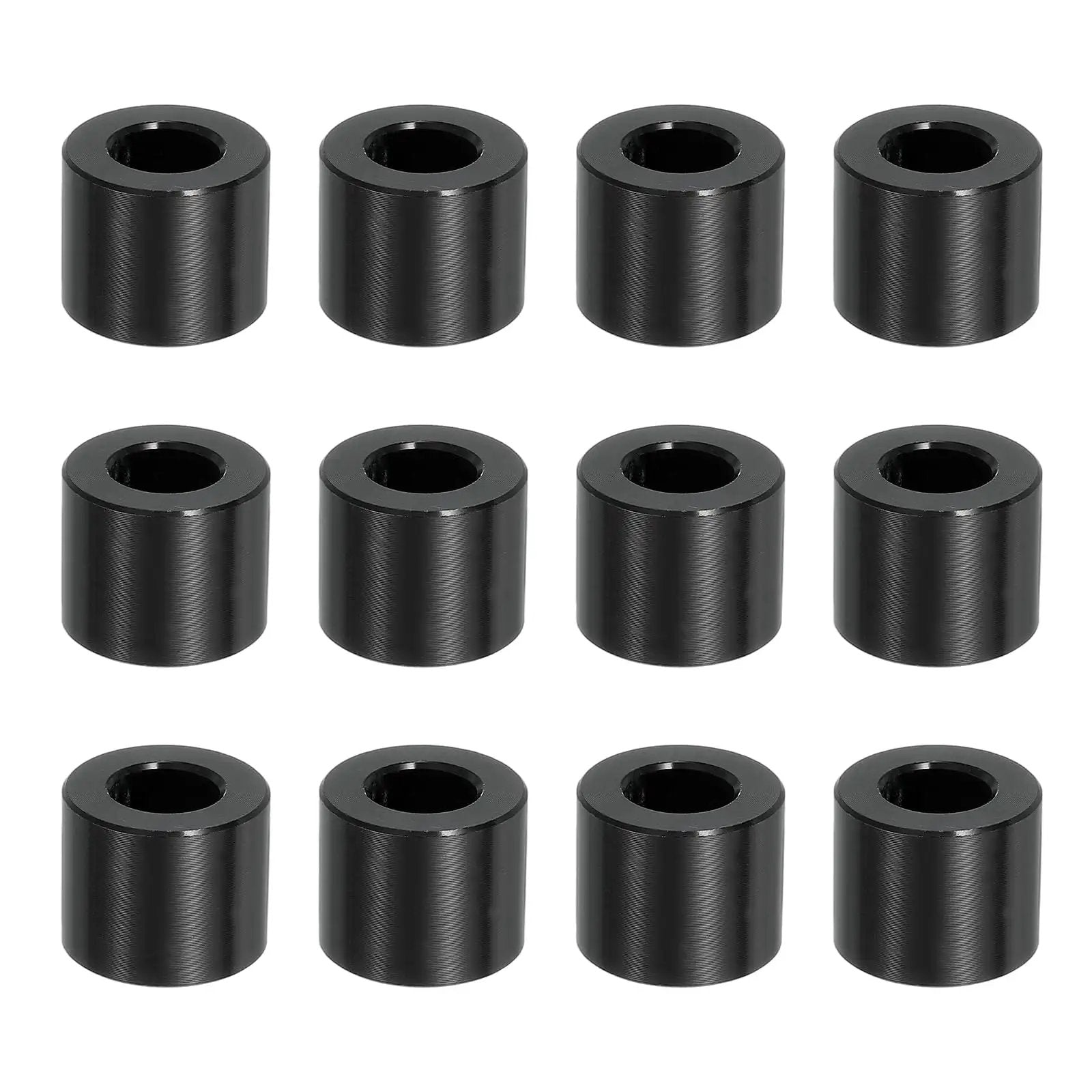 12 Pcs Aluminum Spacers Set 3/8 In ID X 3/4 In OD X 5/8 In Length Unthreaded Standoff Bushings Black For 3/8 In Bolts DIY Electronics RC Projects