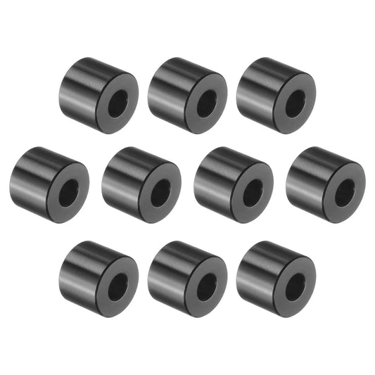 Ten Piece Aluminum Spacer Set One Quarter Inch Bore Five Eighths Inch OD One Half Inch Length Black Anodized Round Unthreaded Standoff Bushings For Do It Yourself Projects And Electronics Durable Corrosion Resistant displayed in a grid layout