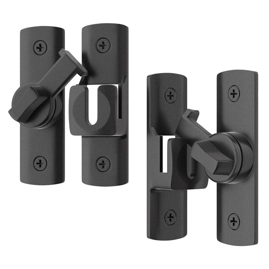 Black 2 Pcs Degree Barn Door Latch, 180/90 Sliding Barn Door Lock, Sliding Gate Latch Lock for Cabinets, Barn Door, Bathroom, Garden Doors