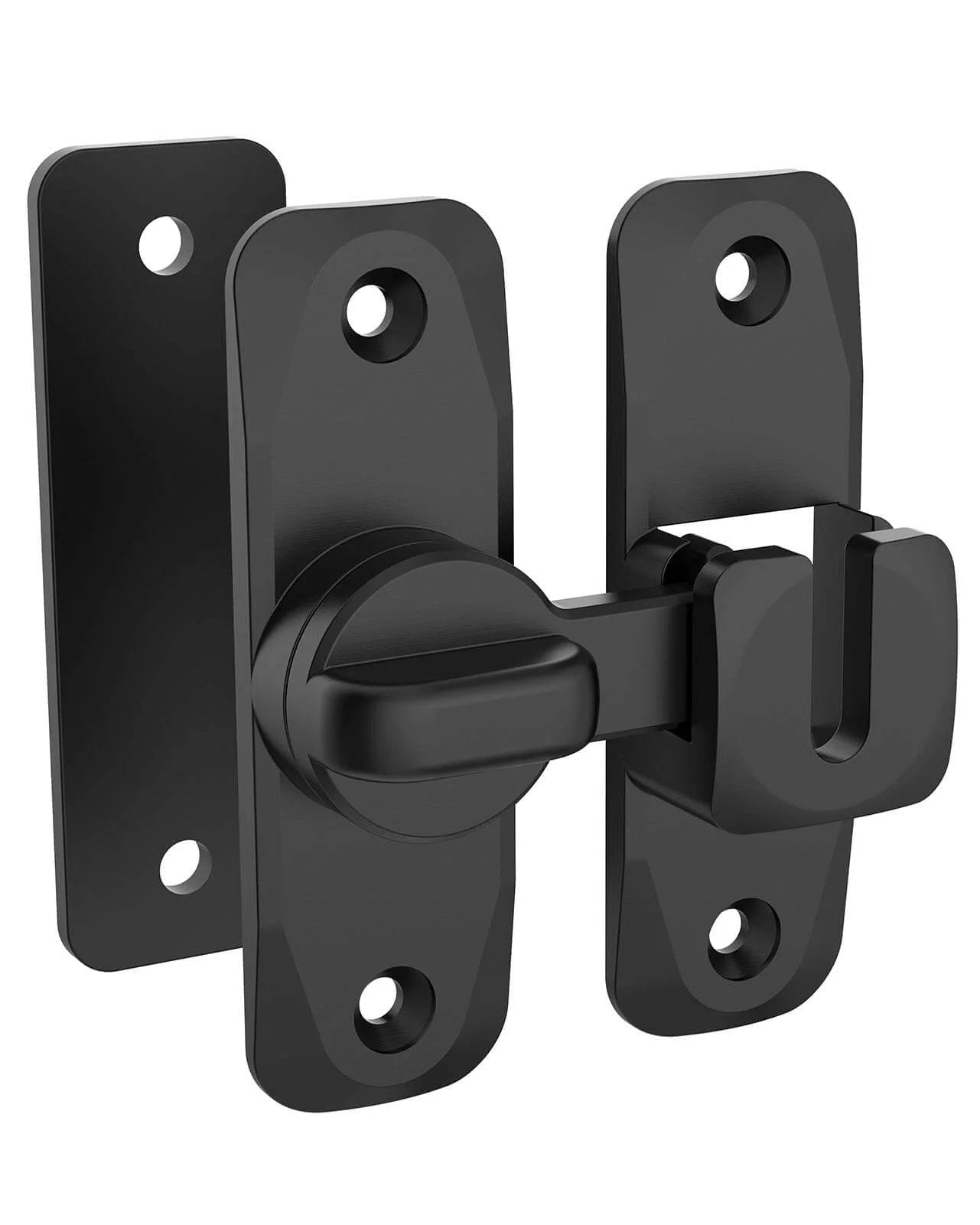 Black 90/180 Degree Barn Door Lock, Small Flip Gate Latches Hardware, Security Sliding Door Latch Lock for cabinets and gardens