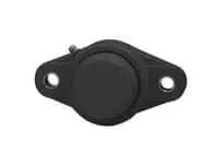 Front view of 1-1/4 in Narrow Set-Screw Flanged Bearing Insert, Zinc Sleeve in Black Plastic Housing, Set-Screw Collar Mount, Pack of 2