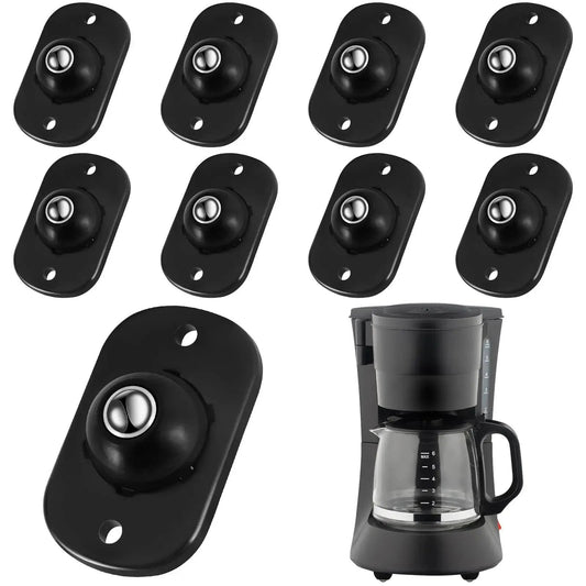 8 pcs self adhesive caster wheels for appliances and small furniture with 360 degree swivel rotation durable ABS and stainless steel bearings black