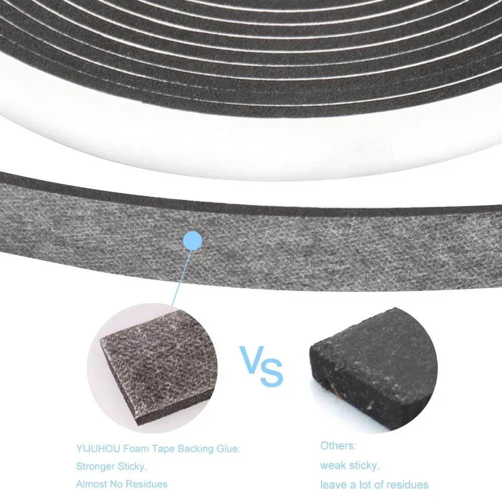 Close-up of Seal Foam Tape,1/2 Inch W x 1/8 Inch T Weather Stripping for Door and Window, texture comparison with competitor's tape