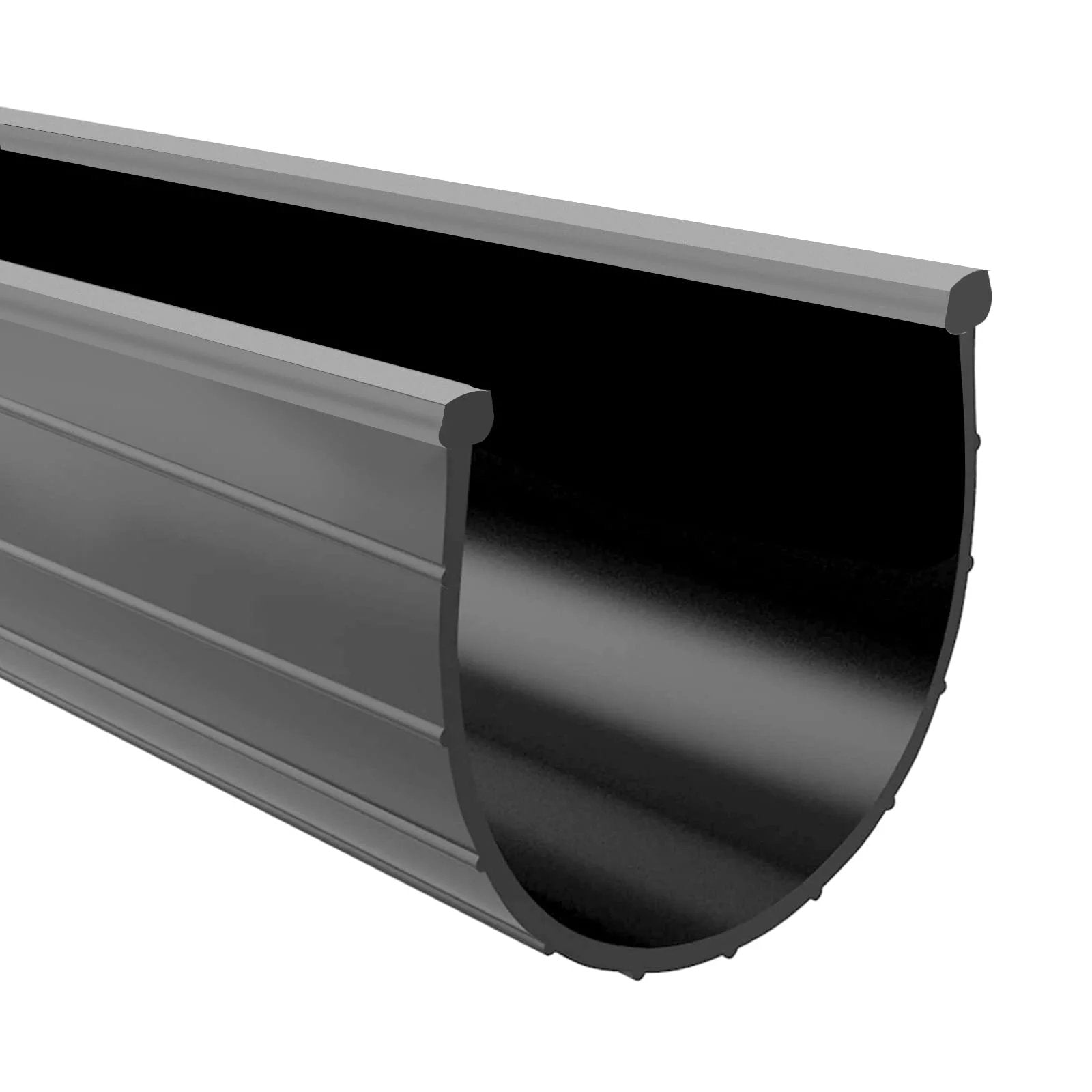 Close-up of Replacement Garage Door Bottom Weather Seal for 16 Ft Wide Doors Black, heavy duty vinyl profile.