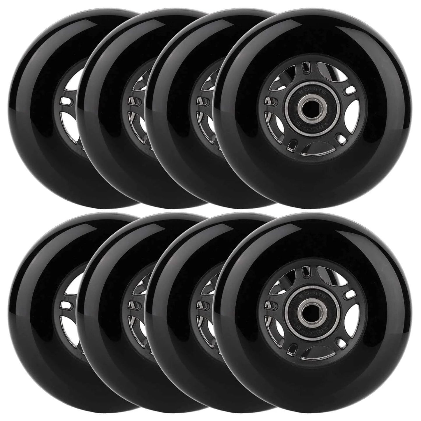 Inline Skate Wheels Outdoor & Indoor Blade Roller Skate Wheels 85a Roller Hockey Wheels w/Bearings ABEC-9, 8-Pack, Black, 80mm
