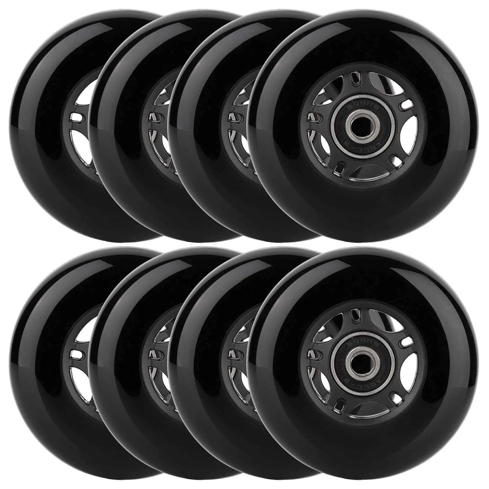 Inline Skate Wheels Outdoor & Indoor Blade Roller Skate Wheels 85a Roller Hockey Wheels w/Bearings ABEC-9, 8-Pack, Black, 80mm