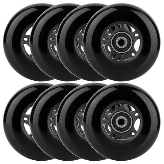Inline Skate Wheels Outdoor & Indoor Blade Roller Skate Wheels 85a Roller Hockey Wheels w/Bearings ABEC-9, 8-Pack, Black, 80mm