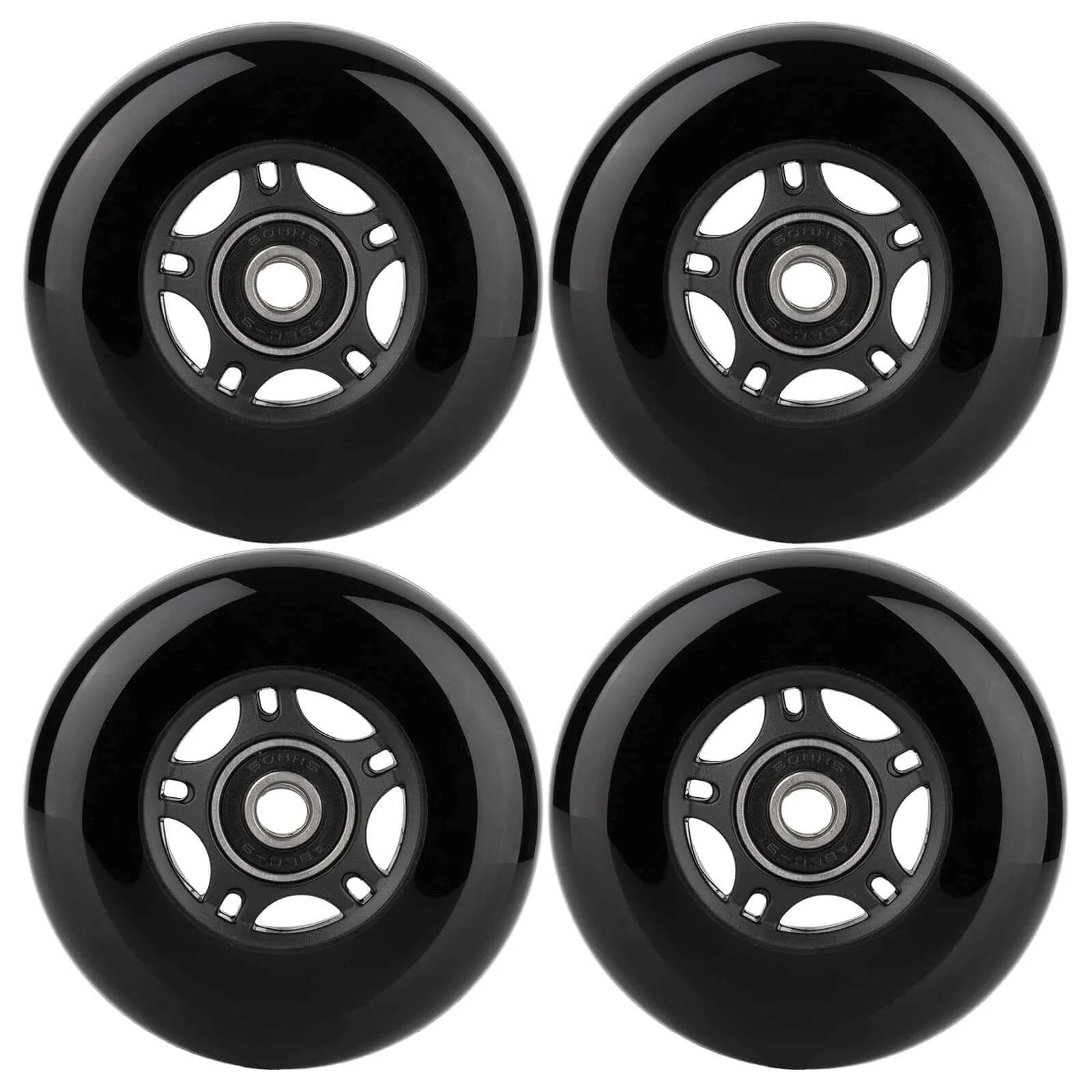 Four black Inline Skate Wheels Outdoor & Indoor Blade Roller Skate Wheels 85a Roller Hockey Wheels w/Bearings ABEC-9.