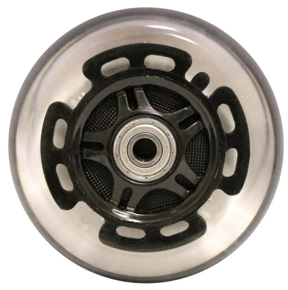 L.E.D. Scooter Wheels with Bearings for Scooters 100mm Light Up 2-Pack (Black), close-up of wheel design