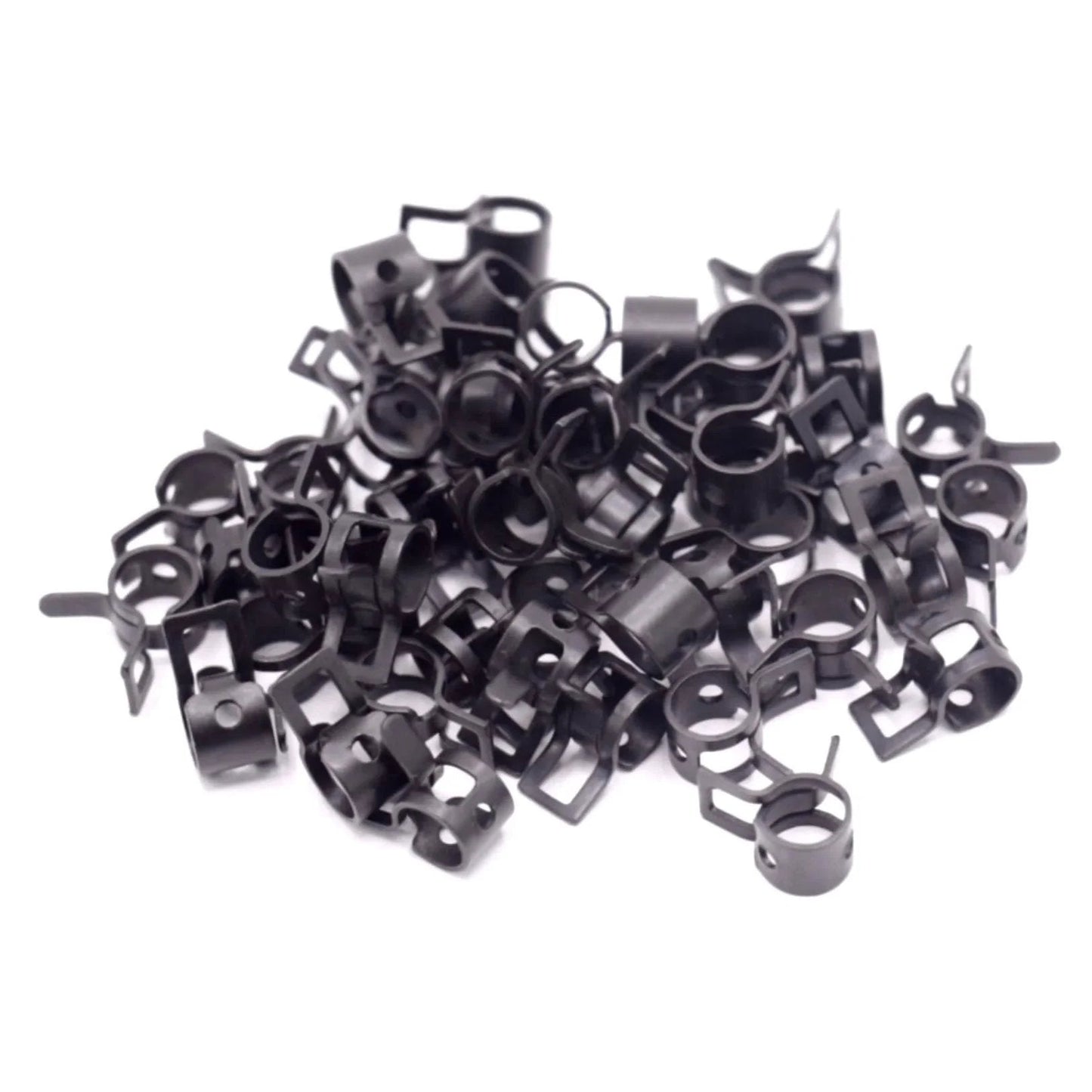 Pile of 50 Pack Quarter Inch Inner Diameter Spring Band Hose Clamps Type Action For Fuel Lines Silicone Hoses And Water Pipes 6mm ID