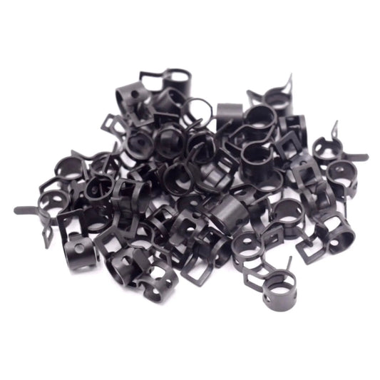 Pile of 50 Pack Quarter Inch Inner Diameter Spring Band Hose Clamps Type Action For Fuel Lines Silicone Hoses And Water Pipes 6mm ID