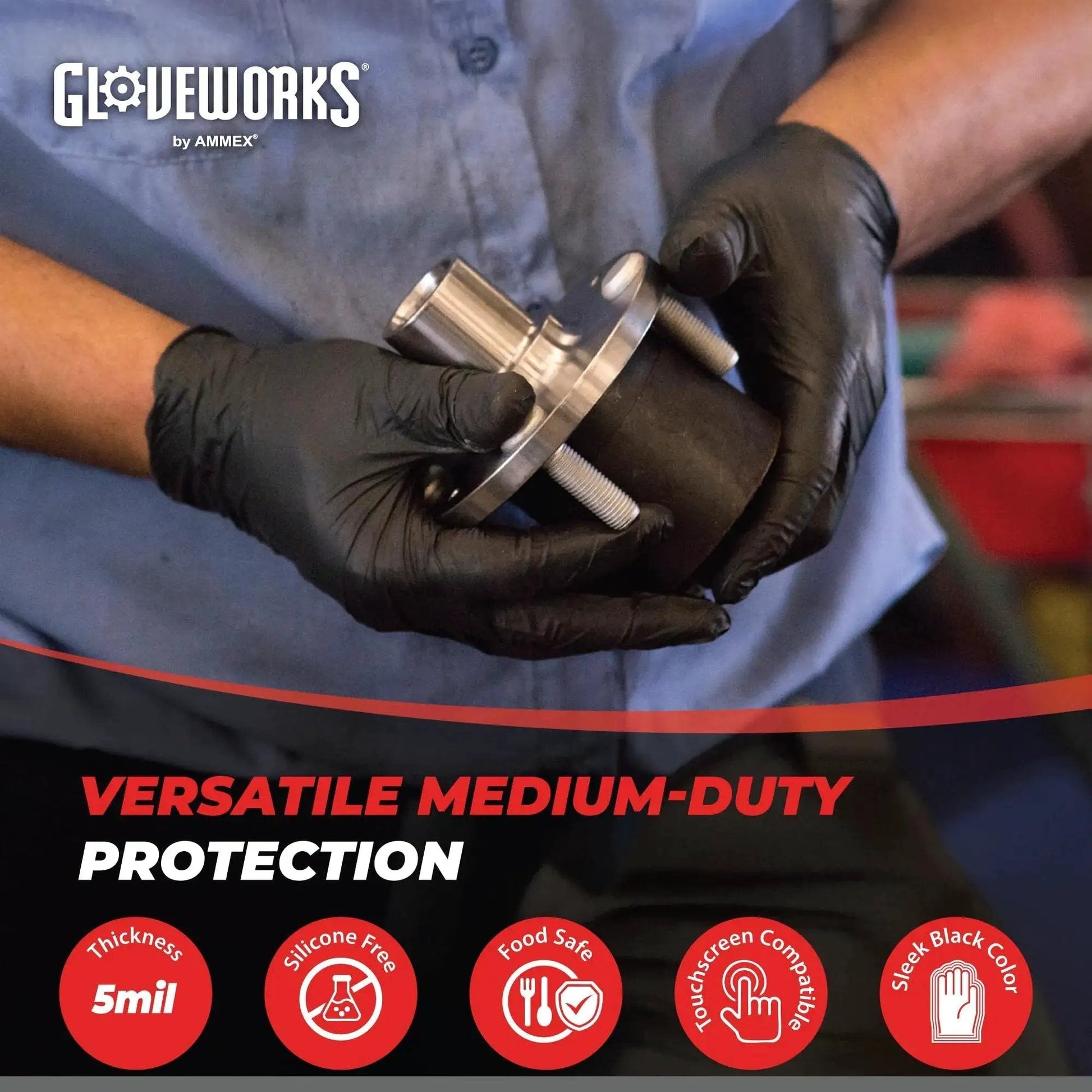 Black Nitrile Gloves 5 Mil For Food Prep Cooking Disposable Large 3 Boxes handling metal part