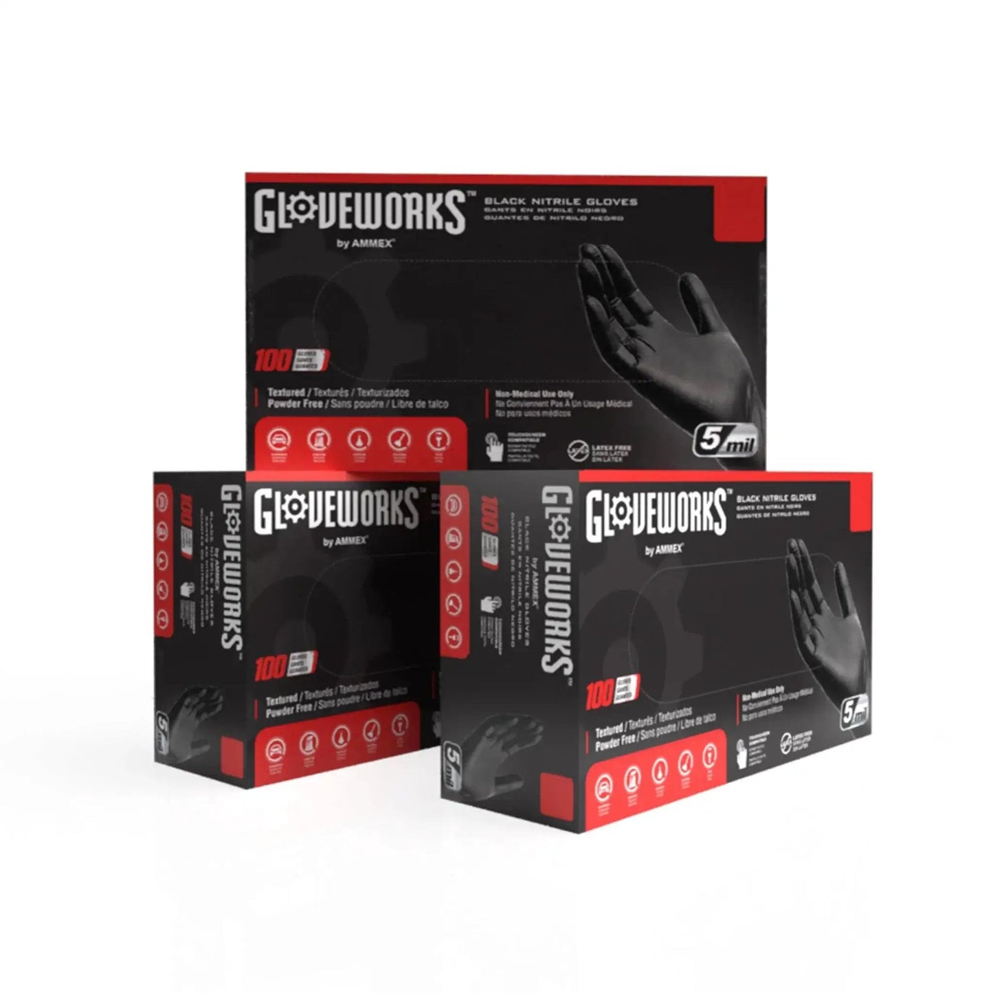 Black Nitrile Gloves 5 Mil For Food Prep Cooking Disposable Large 3 Boxes, product packaging view