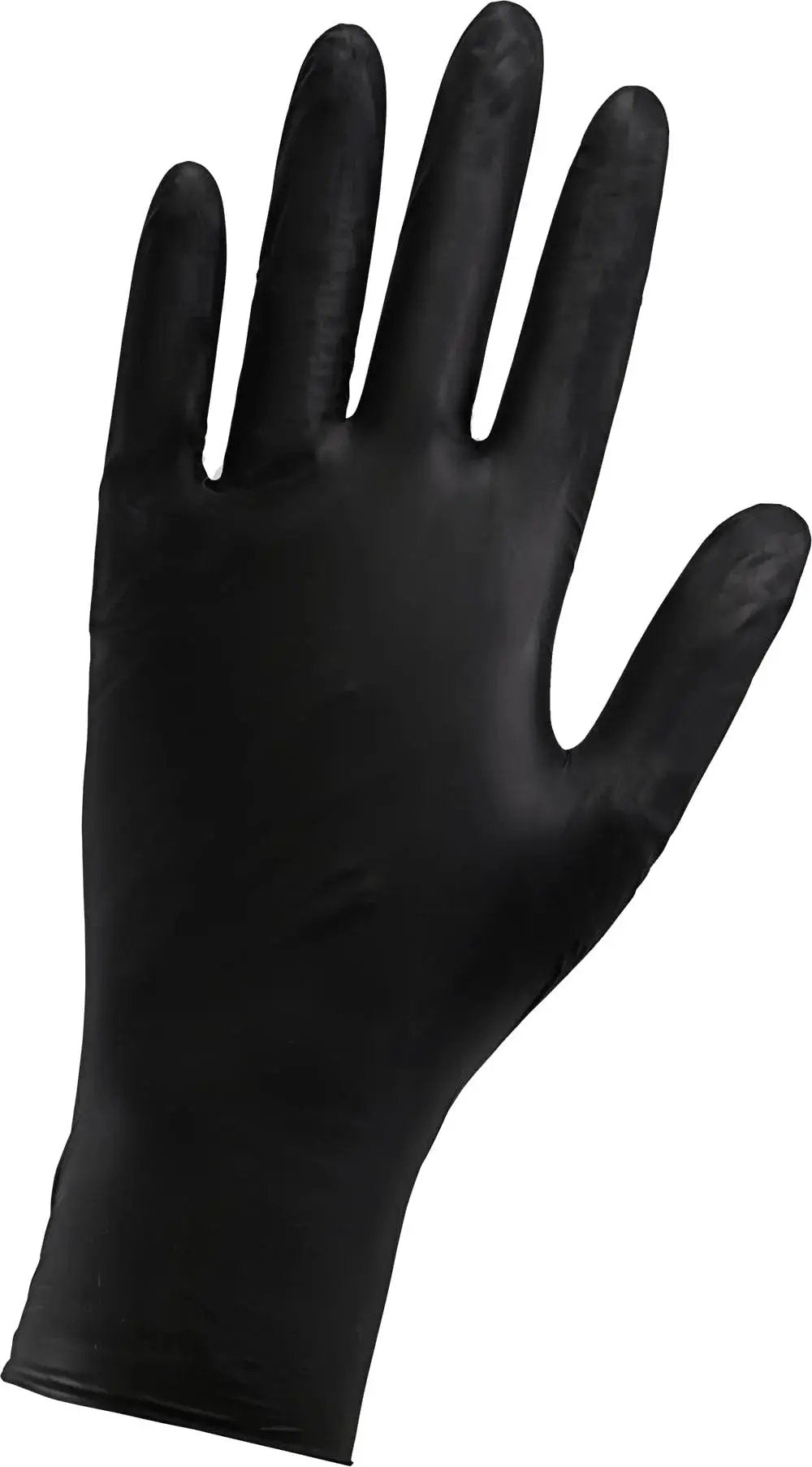 Industrial Grade Powder Free Disposable Gloves Nitrile Vinyl Blend Black Large showing a left-hand glove.