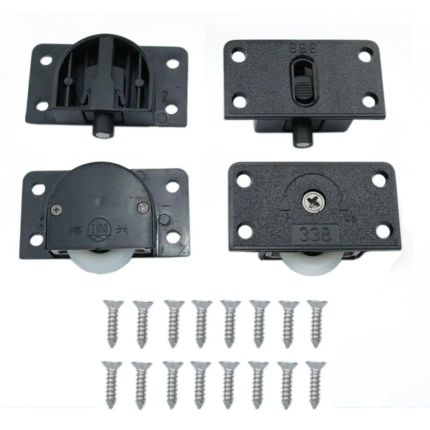 Black Nylon Sliding Door Roller Wheel Set For Closets And Wardrobes Durable ABS Bearing Window Pulley with screws