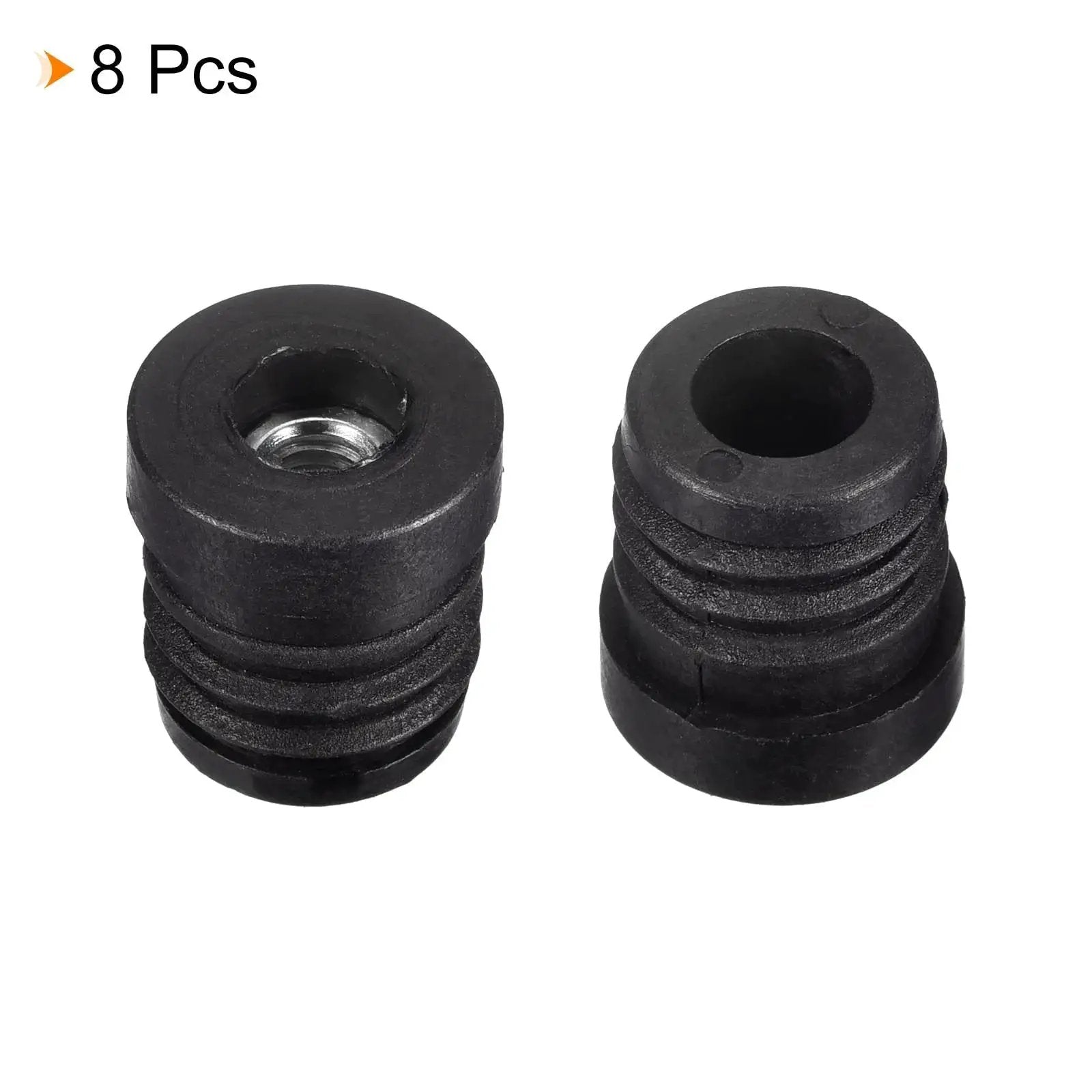 8 Pieces Round Tube Inserts With M6 Thread For 19mm Diameter Round Tubes 0.75 Inch Outer Diameter Black Plastic Plug