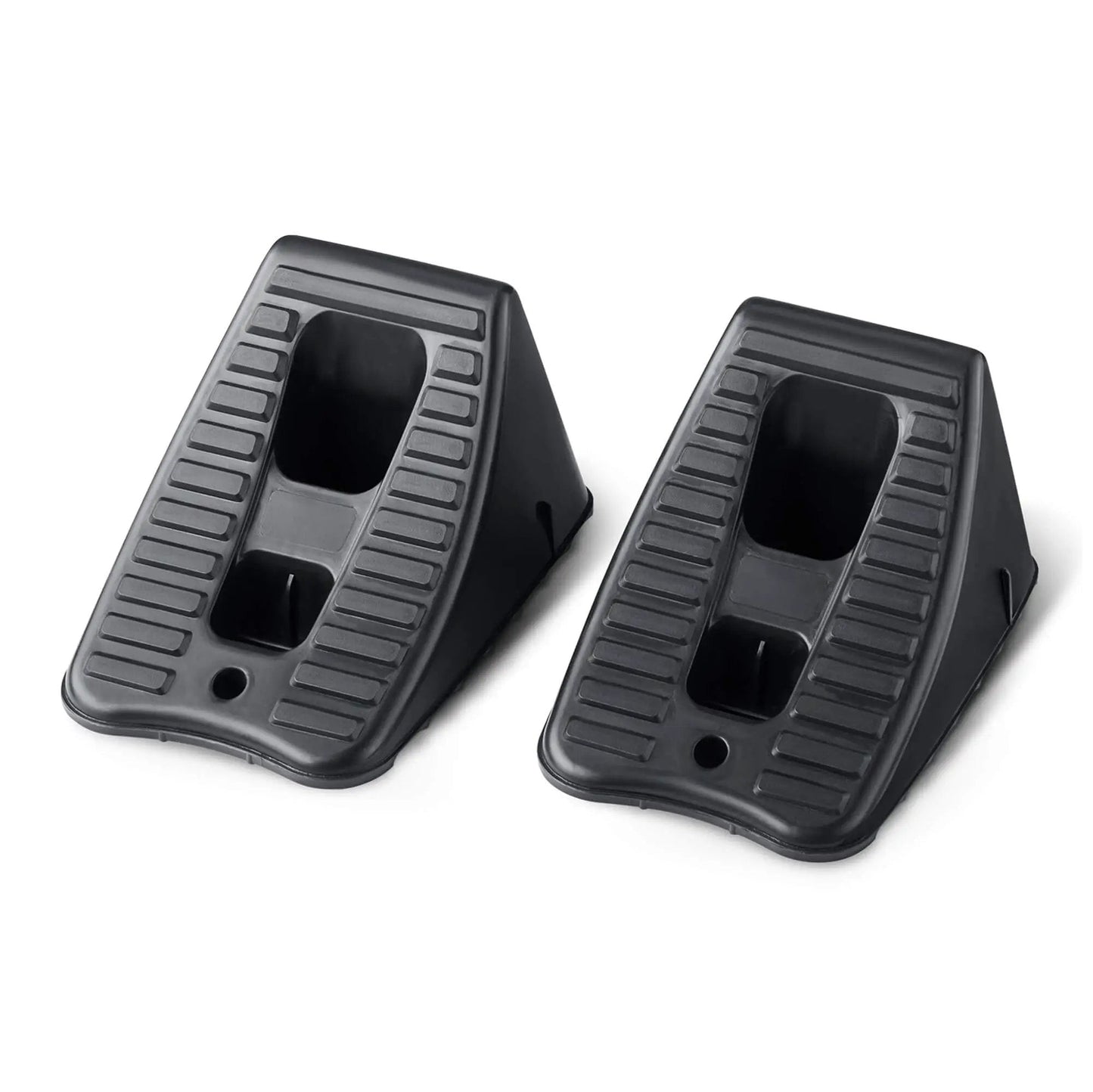 Garage Ready Automotive Wheel Chocks 2 Pack For Secure Vehicle Parking In Home Garages Heavy Duty Black Wheel Stabilizers