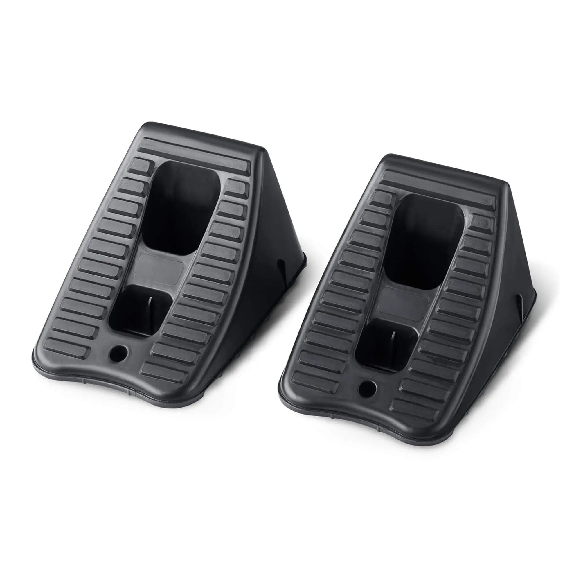 Garage Ready Automotive Wheel Chocks 2 Pack For Secure Vehicle Parking In Home Garages Heavy Duty Black Wheel Stabilizers