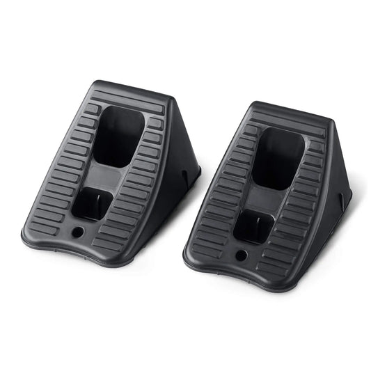 Garage Ready Automotive Wheel Chocks 2 Pack For Secure Vehicle Parking In Home Garages Heavy Duty Black Wheel Stabilizers