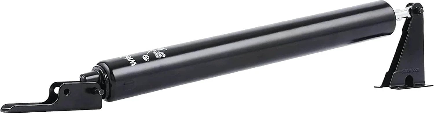 Standard Duty Pneumatic Screen and Storm Door Closer, Black, showing side view with adjustable features.