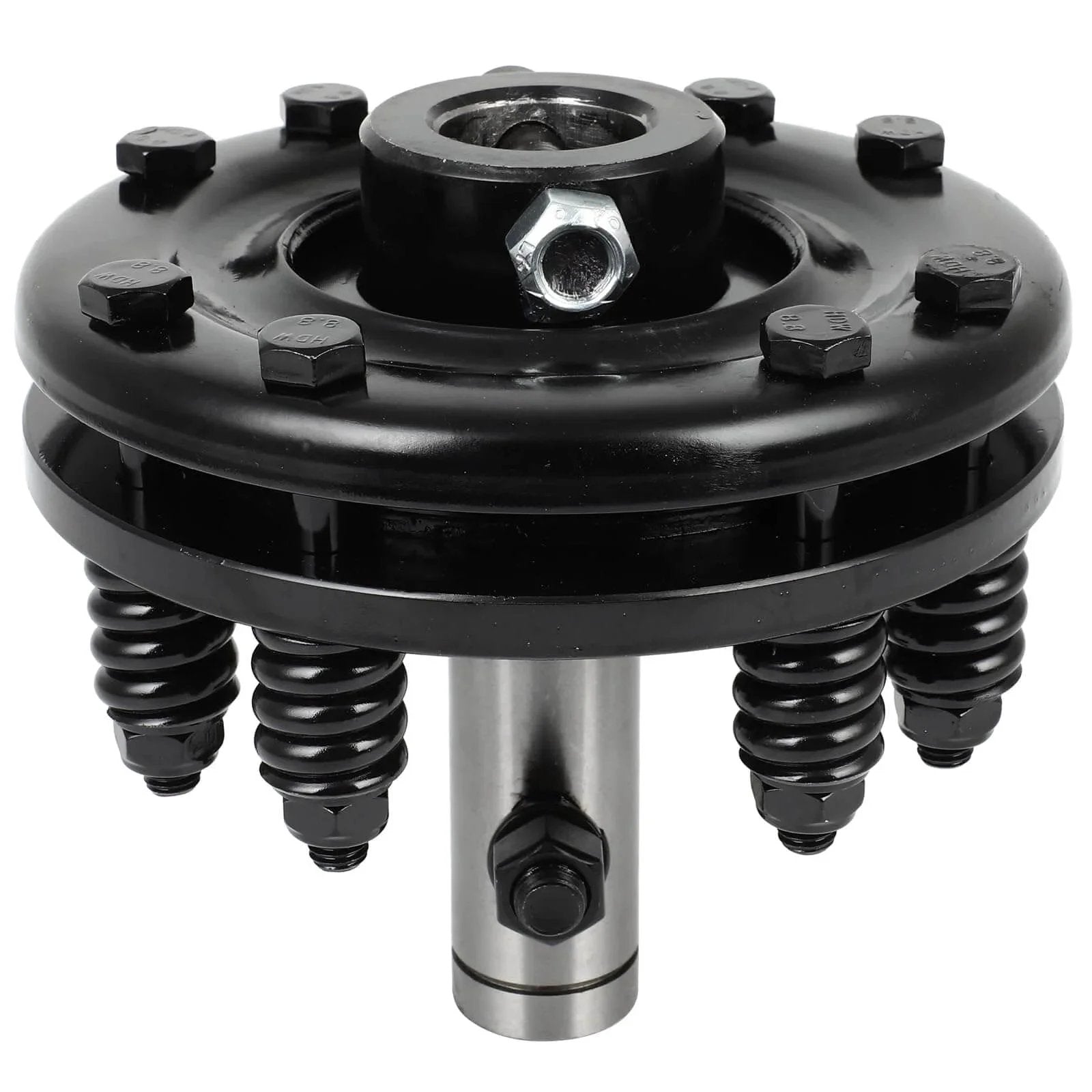 Front view of Black PTO Slip Clutch, ACZCR 1-3/8" Smooth Round Ends Slip Clutch, Adjustable Rotary Cutter Brush Hog Slip Friction Clutch
