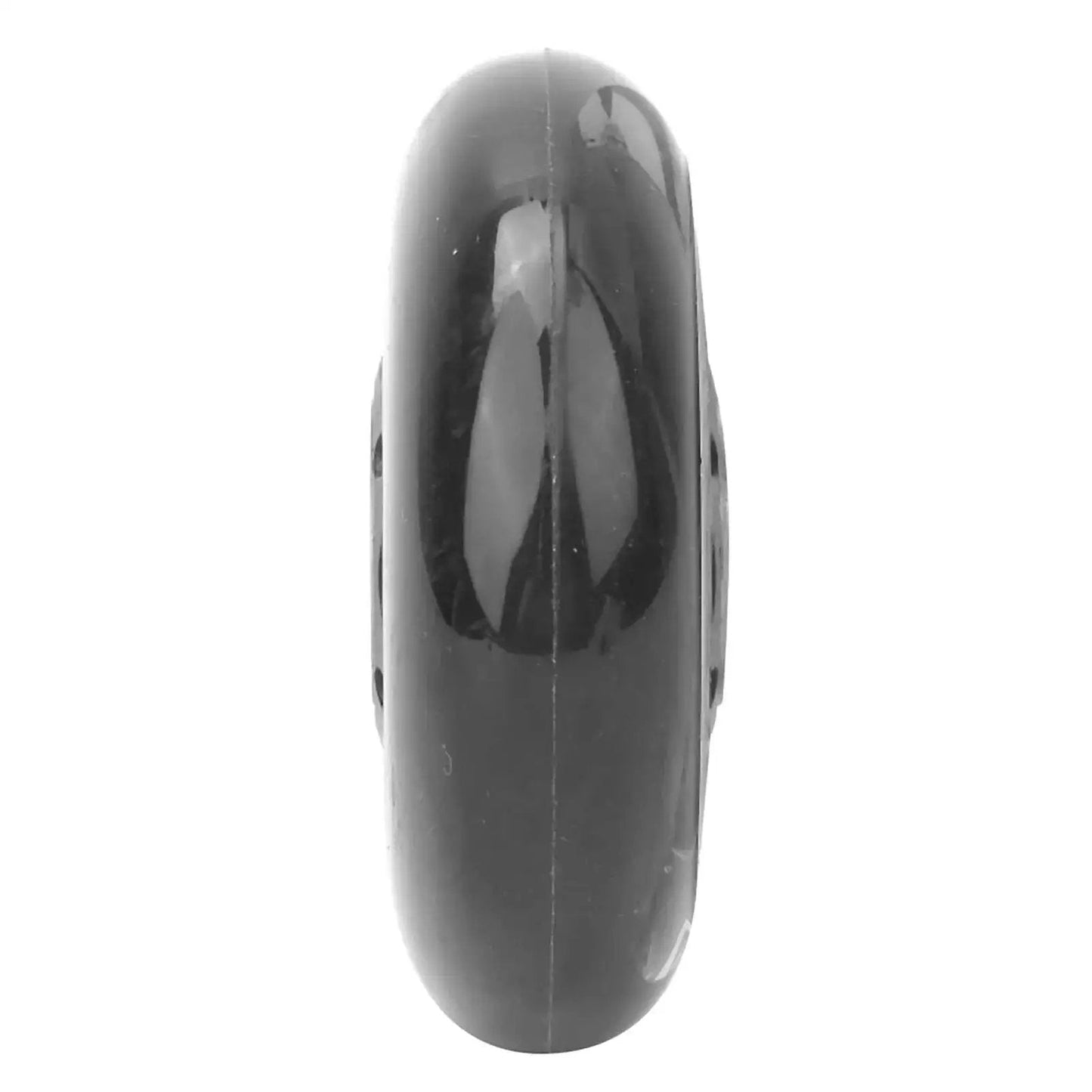 Side view of 3 Inch Caster Wheels With 608ZZ Bearing 76x24x8mm Silent Black Transparent PU Replacement Wheels for luggage carts and roller skates.