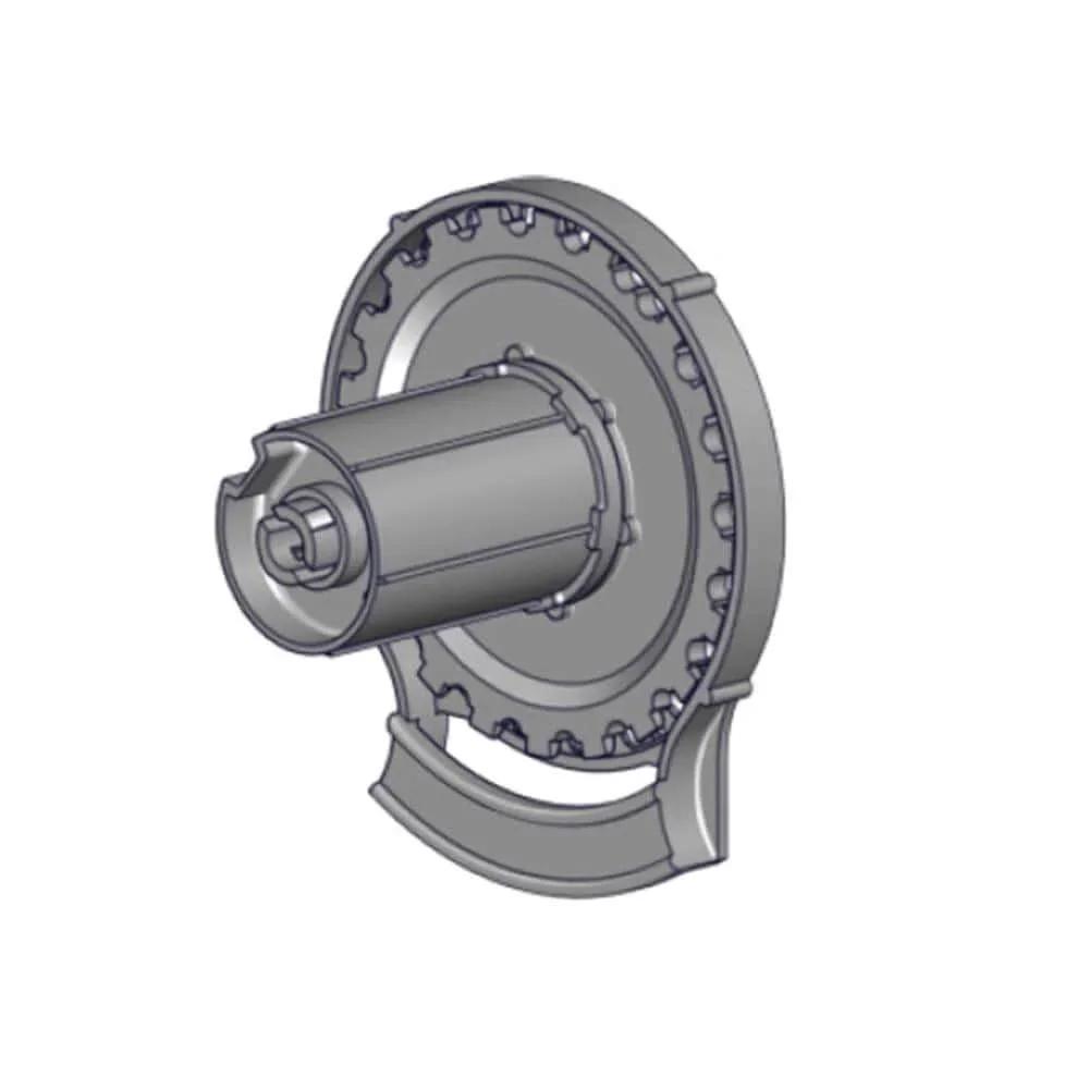 R24 Roller Shade Clutch for 1 1/2" Tube - Black, close-up side view showing design and fitment features.