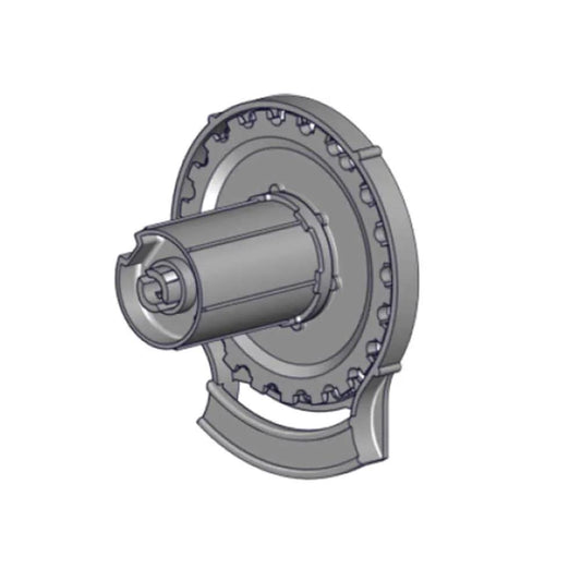R24 Roller Shade Clutch for 1 1/2" Tube - Black, close-up side view showing design and fitment features.