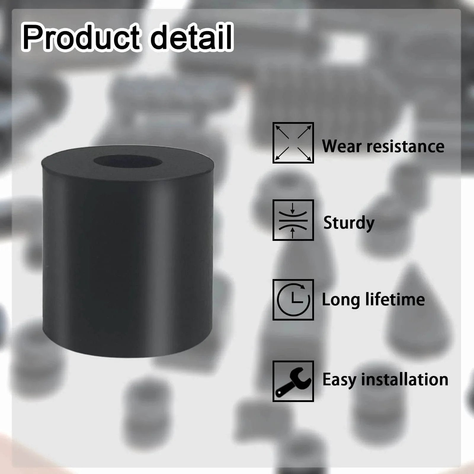12 Pcs Black Rubber Spacers 1 Inch Outer Diameter 3 Eighth Inch Inner Diameter 1 Inch Thick Rubber Bushings product detail