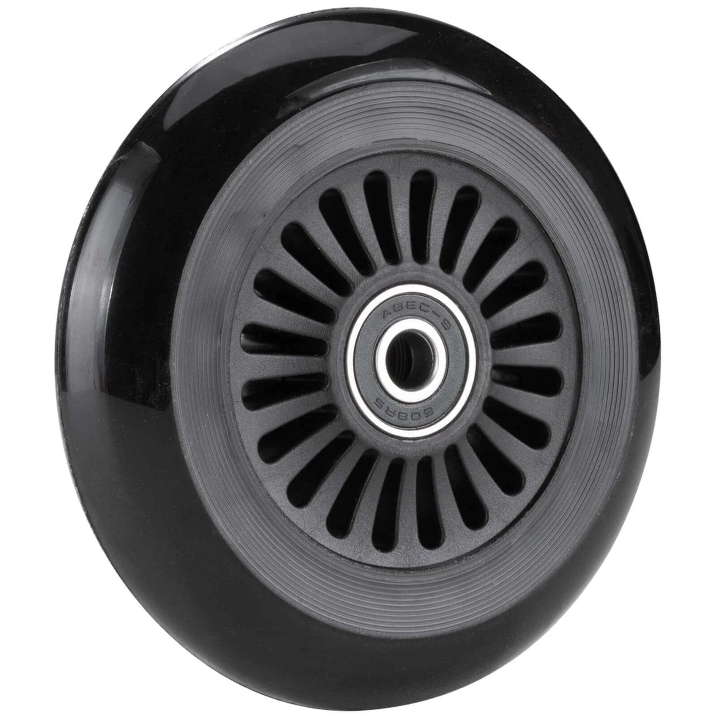Close-up of Easy Roller Replacement Wheels w/Bearings ABEC-9 in black, showing polyurethane material for Ez Rollers Classic Drifter Junior.