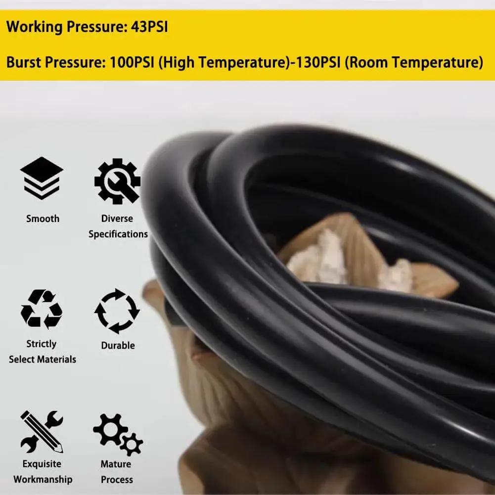 Coiled black Food Grade High Temperature Silicone Vacuum Tubing 6mm ID 12mm OD 3mm Wall 15ft Length for industrial use