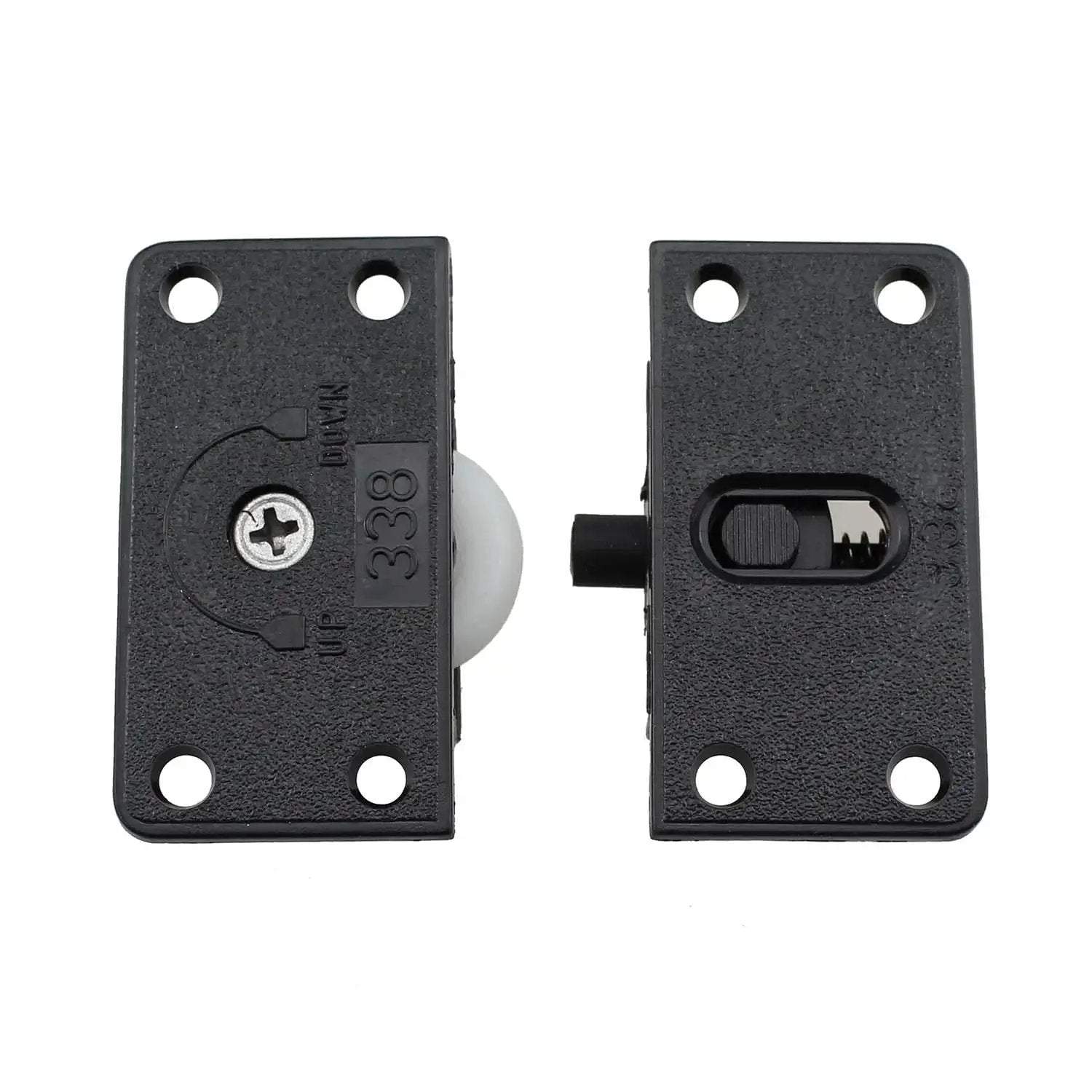 Black Sliding Cabinet Hardware Components 2 Sets With Four Sliding Door Rollers And Nylon Pulley And Mounting Screws
