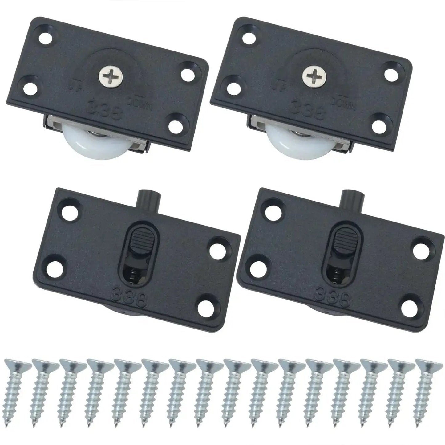 Black Wardrobe Sliding Door Wheel Kit With Screws Silent Nylon Rollers For Quiet Closet Track Hardware
