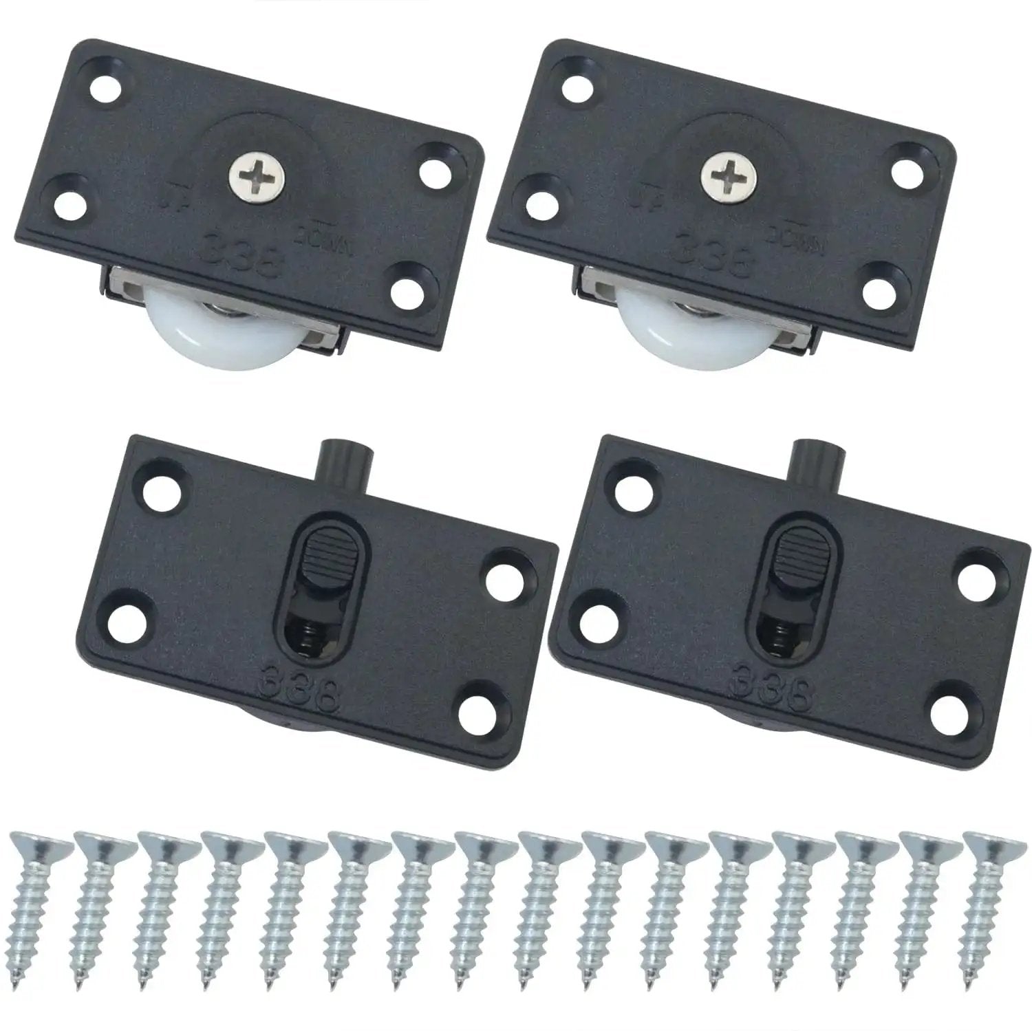 Black Wardrobe Sliding Door Wheel Kit With Screws Silent Nylon Rollers For Quiet Closet Track Hardware