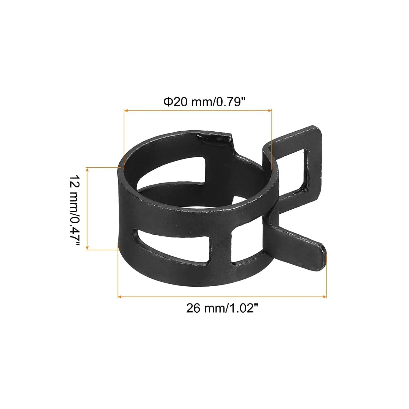 10 Pcs Fuel Line Clamps Spring Band Hose Clamps Half Inch 20mm Silicone Air Tube Vacuum Hose Water Pipe Low Pressure Black