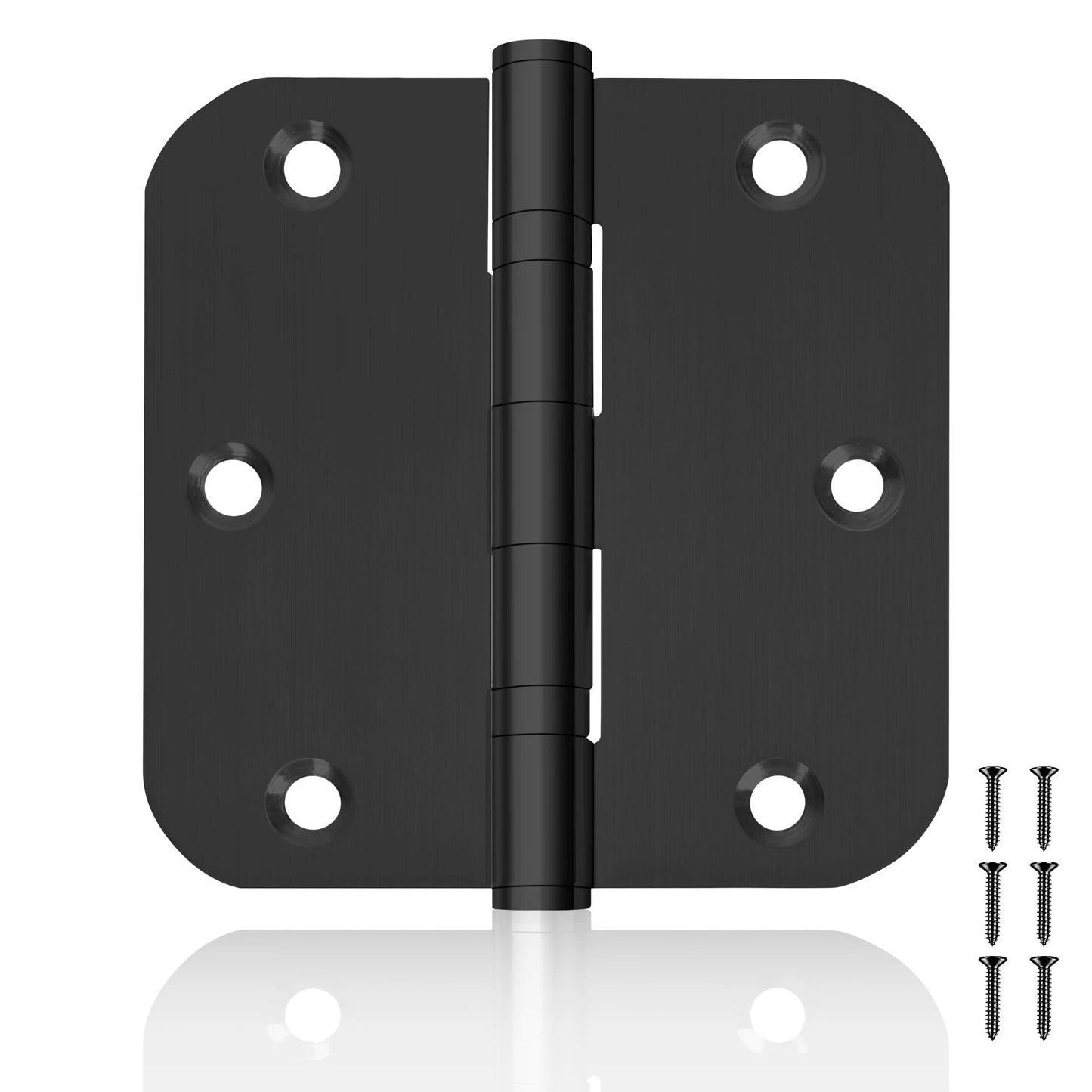 6 Pack 3.5 Inch Heavy Duty Stainless Steel Ball Bearing Door Hinges Non Removable Pin With 5/8 Inch Rounded Corners For Interior And Exterior Doors Black Built Tough For High Traffic Use With Rust Resistant Construction And Quiet Smooth Operation