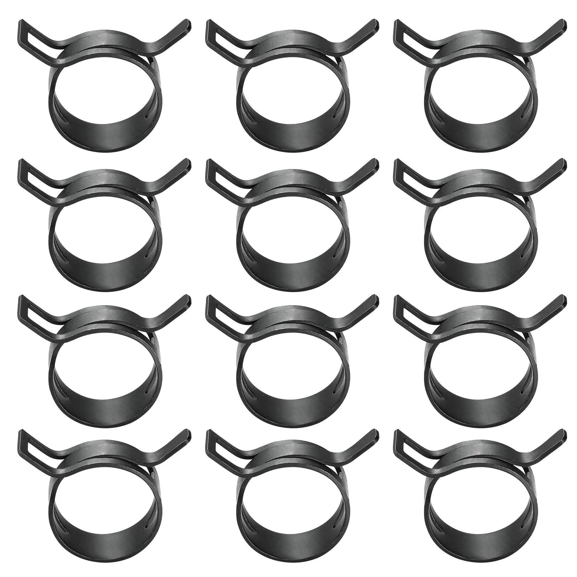 12 Pack 1.1 Inch 28mm Spring Band Hose Clamps With Constant Tension Auto Fuel Line Silicone Vacuum Hose Steel Clamp Low Pressure Air Clip Clamp For Automobiles Black Durable Anti Rust Steel Construction For Long Lasting Performance And Easy Installation