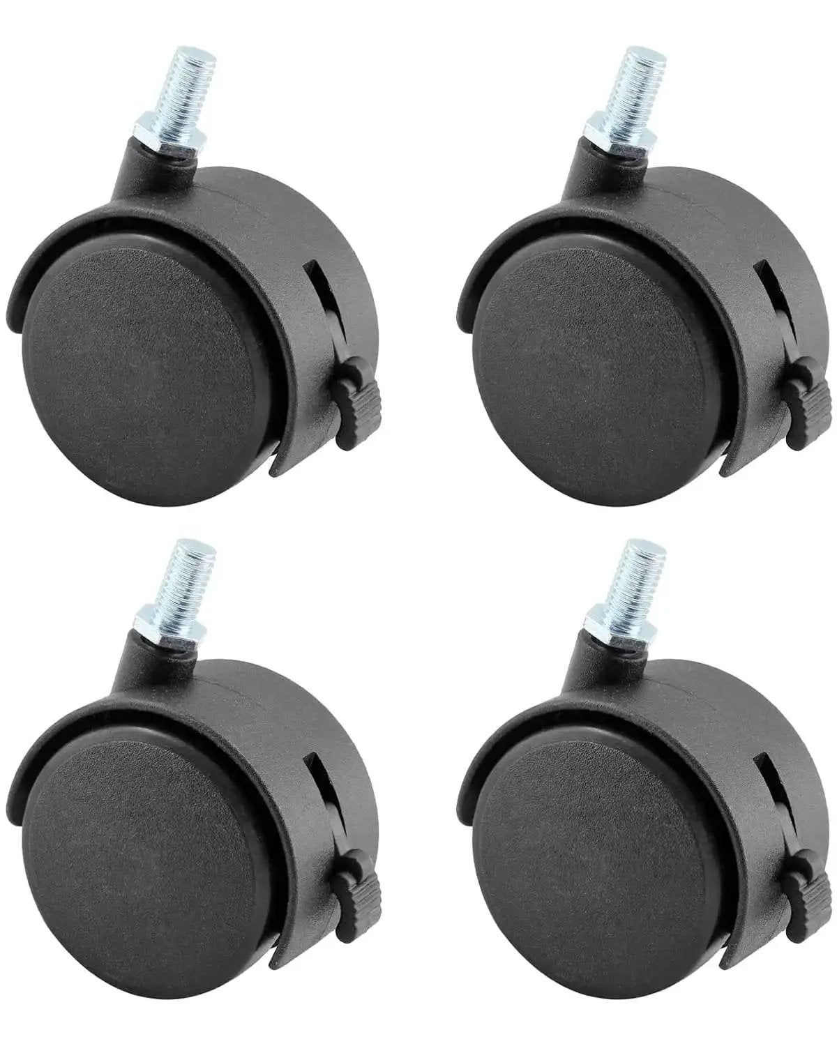4 Pcs 1.5 Inch Swivel Caster Wheels With Locking Brake M8 Threaded Stem Replacement Casters For Seats Shelves Shopping Baskets