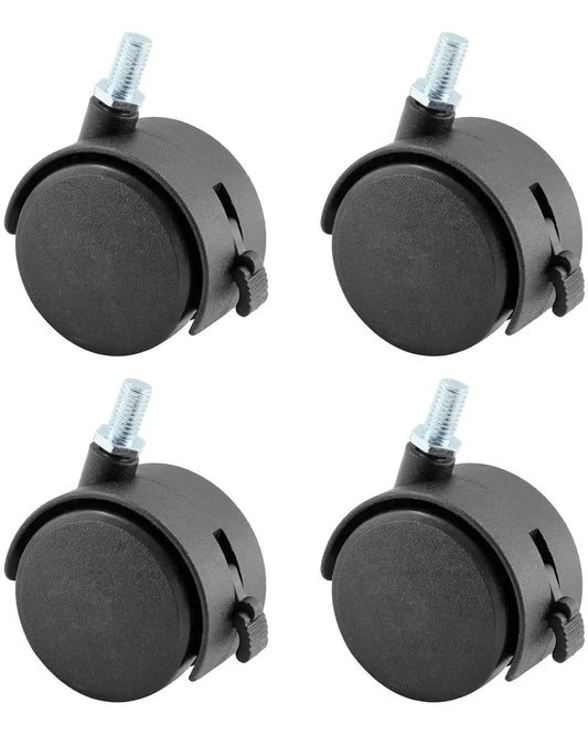 4 Pcs 1.5 Inch Swivel Caster Wheels With Locking Brake M8 Threaded Stem Replacement Casters For Seats Shelves Shopping Baskets