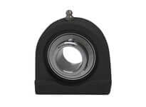 1-5/16 in take-up tap-base housing with set screw, black plastic body and stainless insert, single unit for shaft mounting; compatible with sealed ball bearing setups, linear slide units, ceramic bearings