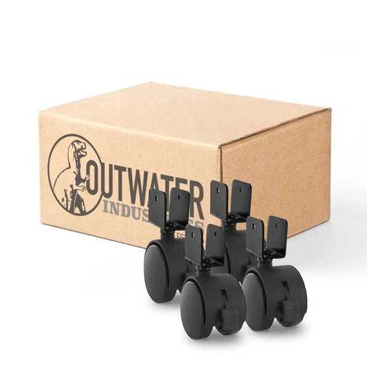 4-pack of 2 Inch Wheel Diameter Hooded Twin Wheel Caster With Brake And U Clip Stem For Heavy Duty Furniture Black Nylon 6 And Plated Steel