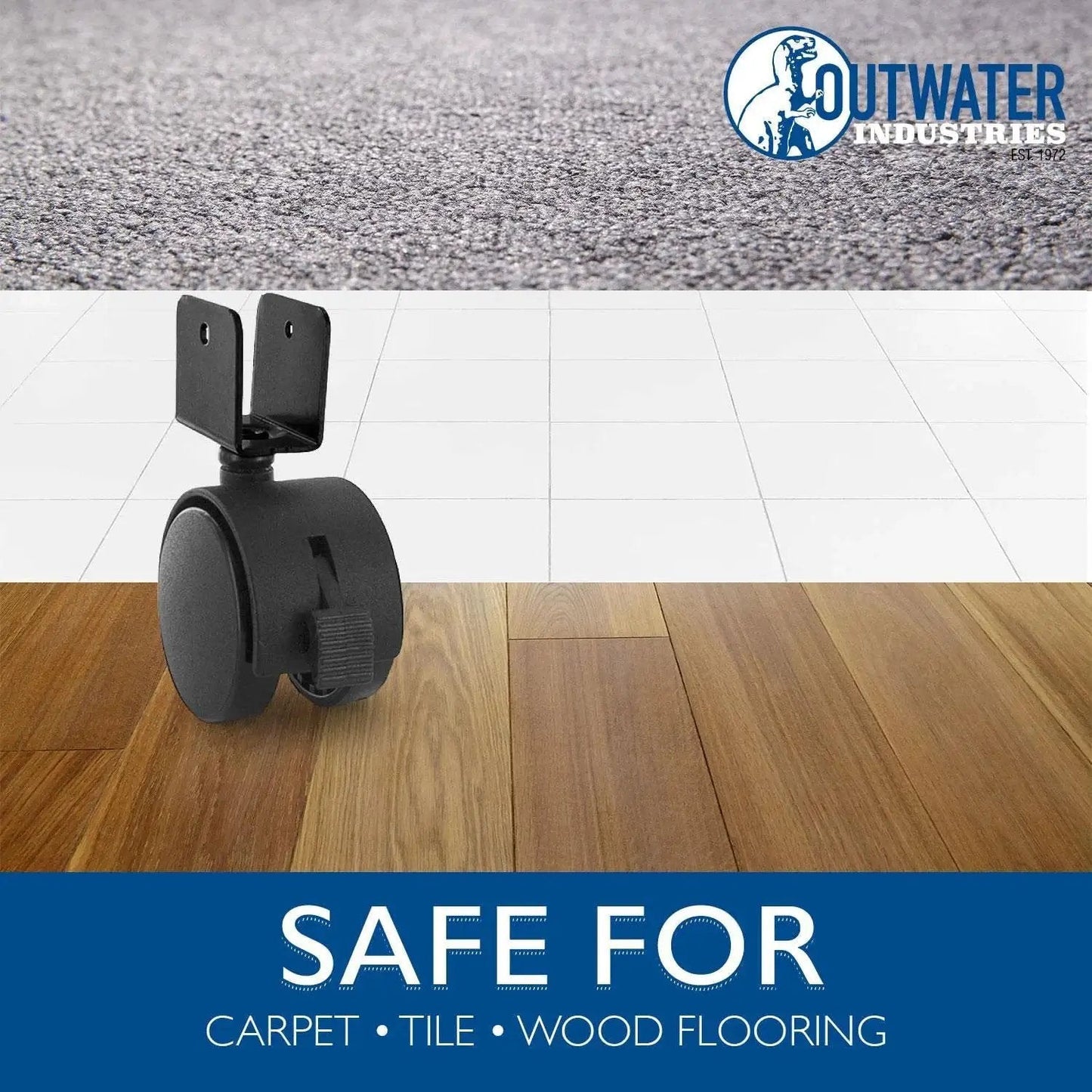 2 Inch Wheel Diameter Hooded Twin Wheel Caster With Brake And U Clip Stem For Heavy Duty Furniture on wood floor