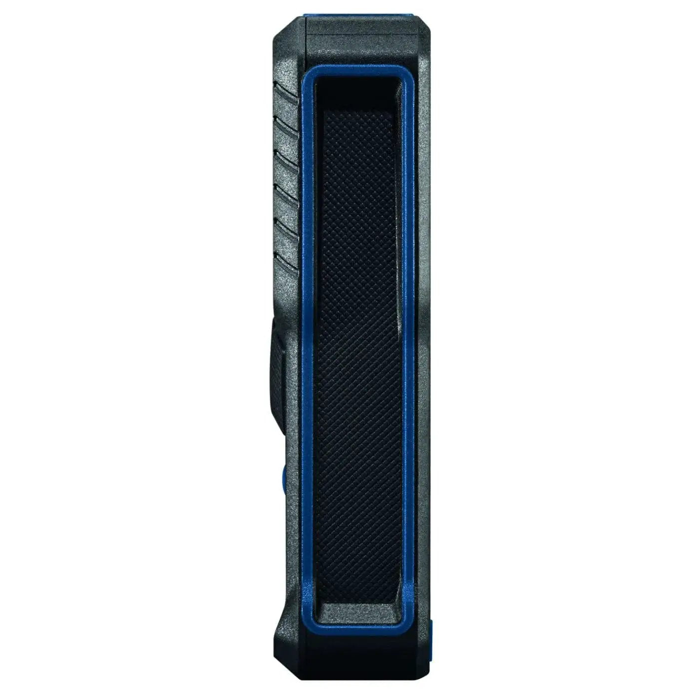 Side view of Blaze laser distance meter, showing compact design for effortlessly capture precise room dimensions and layout distances.