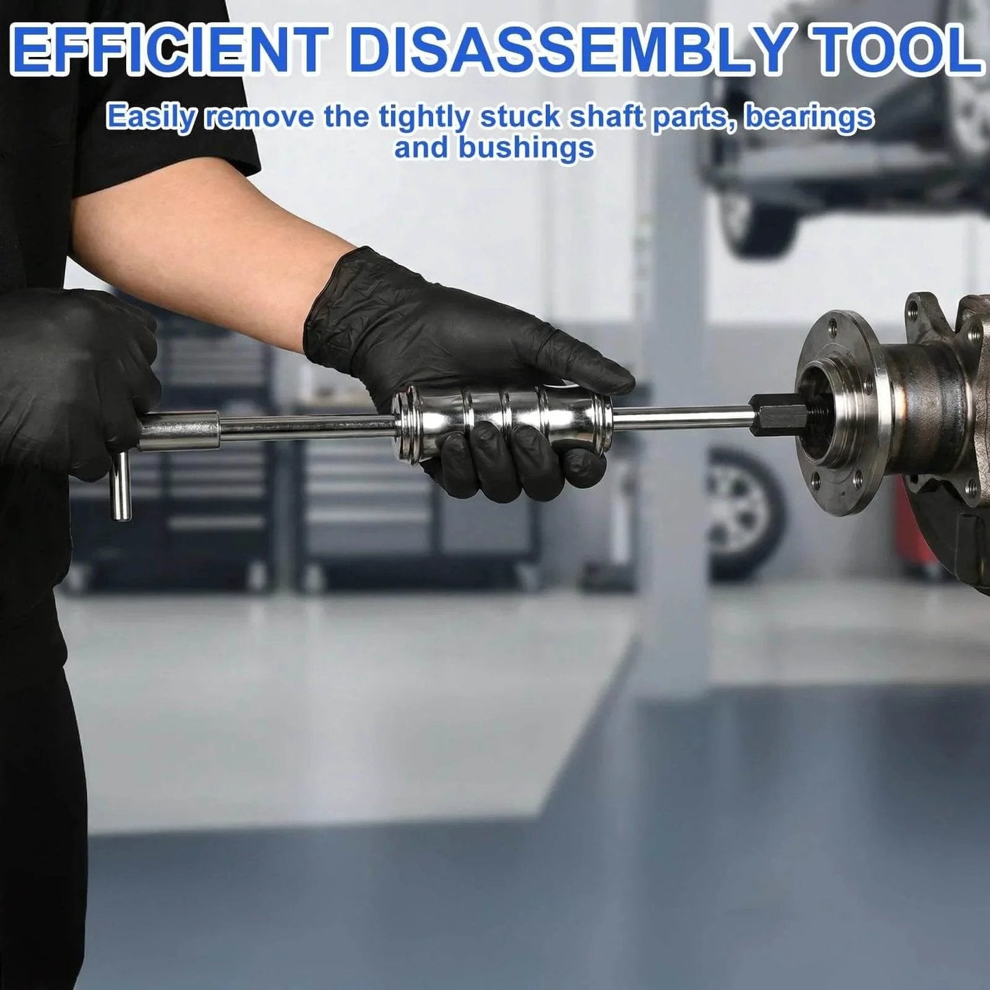 Using 12PCS Blind Hole Bearing Puller Set with Slide Hammer on auto wheel hub.